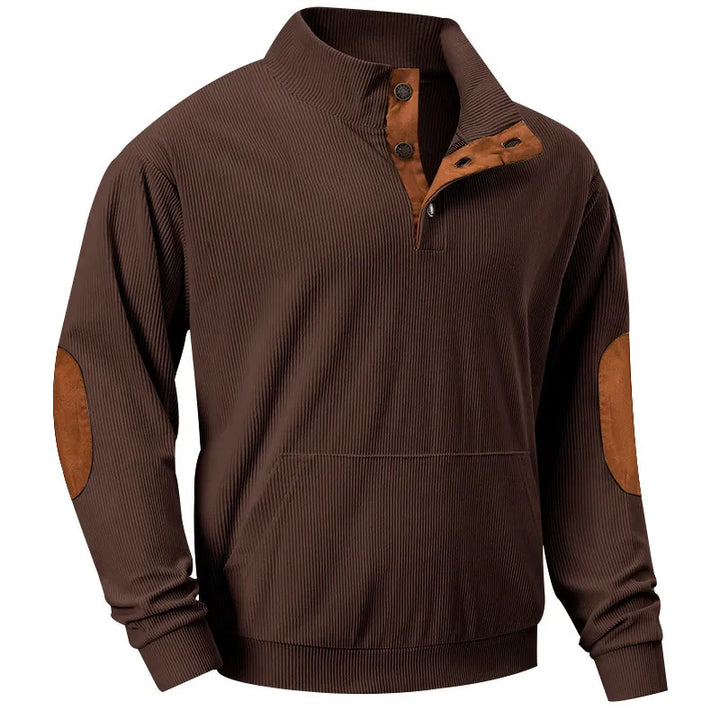 Herren Pullover mit Reißverschluss und Stehkragen kaufen-Braun-S-Luzern Mode