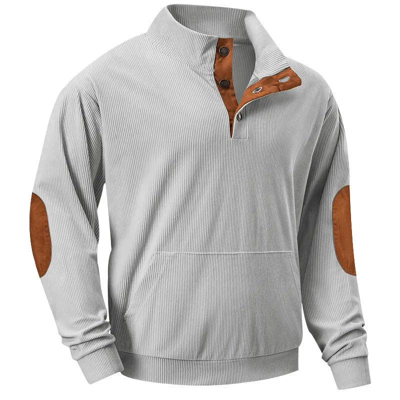 Herren Pullover mit Reißverschluss und Stehkragen kaufen-Grau-S-Luzern Mode