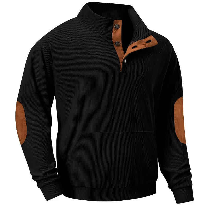 Herren Pullover mit Reißverschluss und Stehkragen kaufen-Schwarz-S-Luzern Mode