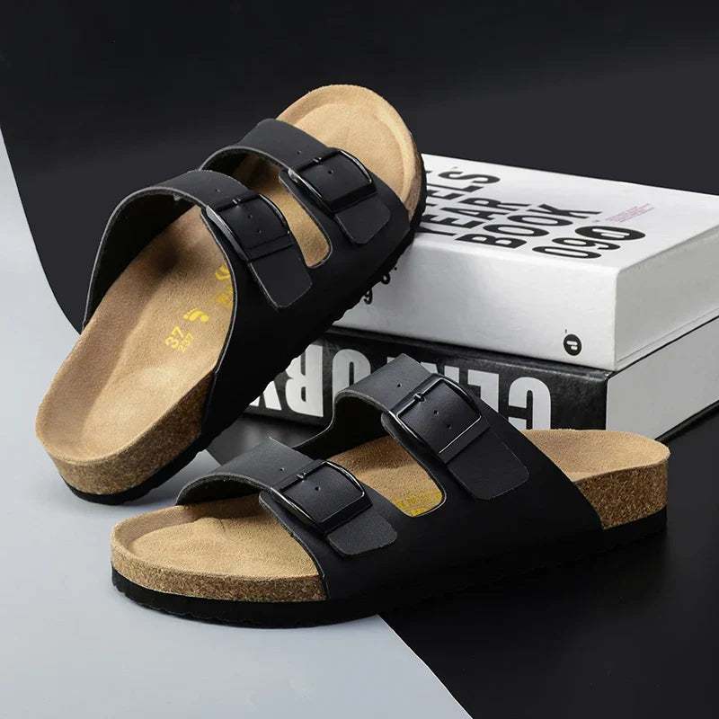 Herren Sandalen | Leder | Offen | Riemen | Ergonomisch | Rutschfest-Luzern Mode