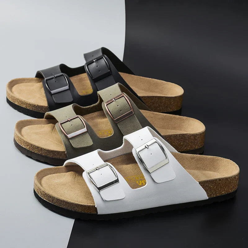 Herren Sandalen | Leder | Offen | Riemen | Ergonomisch | Rutschfest-Luzern Mode