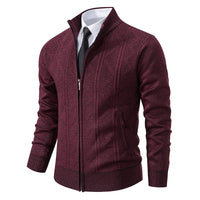 Herren Strickjacke mit Reißverschluss - Eleganter Cardigan-Bordeuxrot-M-Luzern Mode