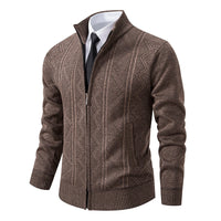 Herren Strickjacke mit Reißverschluss - Eleganter Cardigan-Braun-M-Luzern Mode