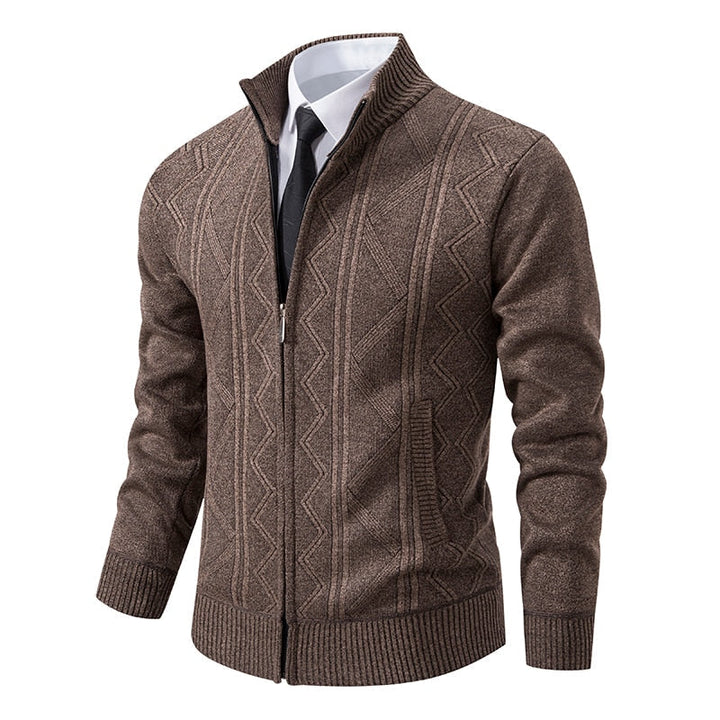 Herren Strickjacke mit Reißverschluss - Eleganter Cardigan-Braun-M-Luzern Mode