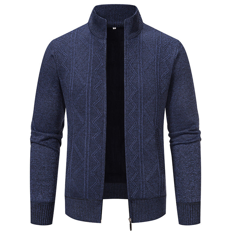 Herren Strickjacke mit Reißverschluss - Eleganter Cardigan-Dunkelblau-L-Luzern Mode