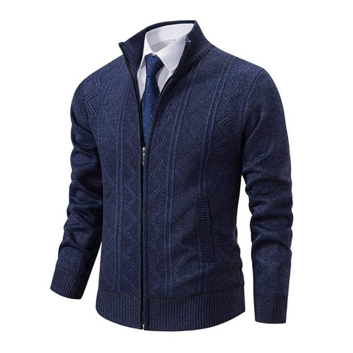 Herren Strickjacke mit Reißverschluss - Eleganter Cardigan-Dunkelblau-M-Luzern Mode