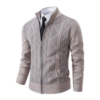 Herren Strickjacke mit Reißverschluss - Eleganter Cardigan-Grau-M-Luzern Mode
