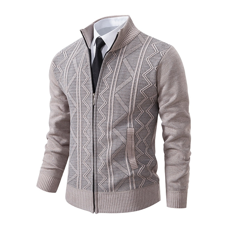 Herren Strickjacke mit Reißverschluss - Eleganter Cardigan-Grau-M-Luzern Mode