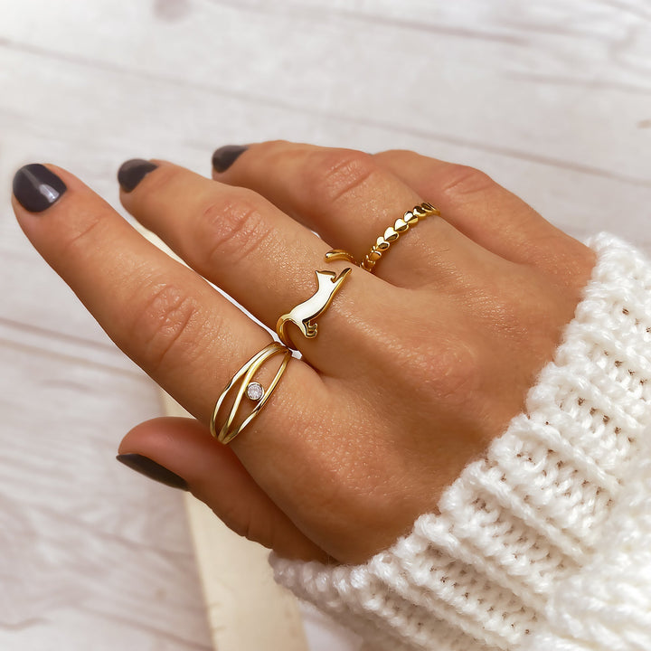 Damenring | Herzen Silber Gold Stilvoll Langlebig Geschenk Einzigartig-Luzern Mode