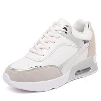 Glitzernde Damen Sneaker mit Keilabsatz und Pailletten-Braun-Weiß-35-Luzern Mode