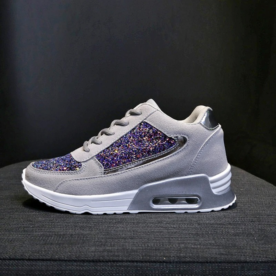 Glitzernde Damen Sneaker mit Keilabsatz und Pailletten-Luzern Mode