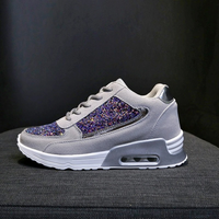 Glitzernde Damen Sneaker mit Keilabsatz und Pailletten-Luzern Mode