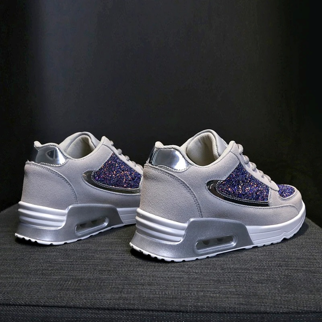 Glitzernde Damen Sneaker mit Keilabsatz und Pailletten-Luzern Mode