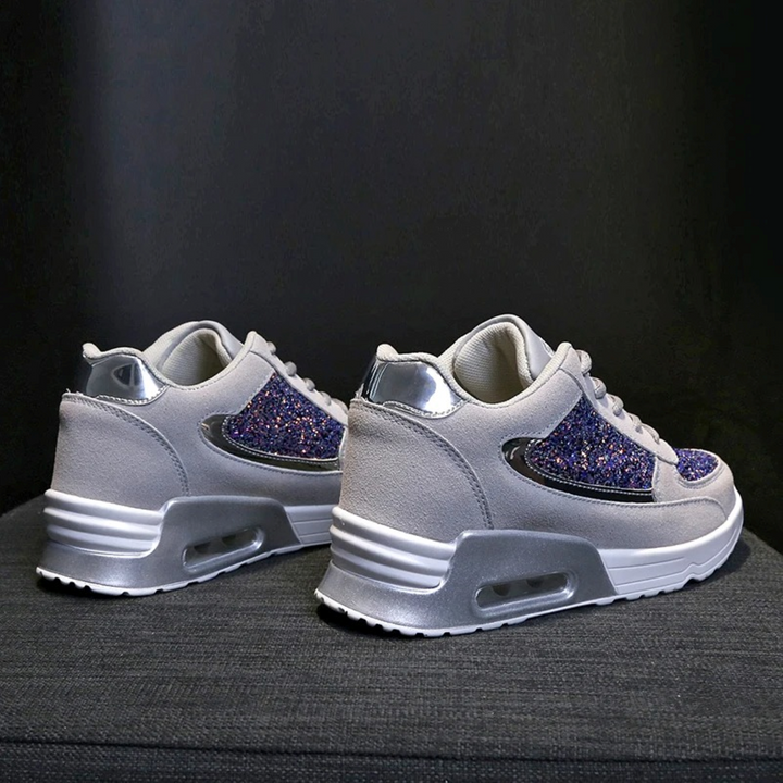 Glitzernde Damen Sneaker mit Keilabsatz und Pailletten-Luzern Mode