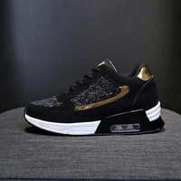 Glitzernde Damen Sneaker mit Keilabsatz und Pailletten-Schwarz-35-Luzern Mode