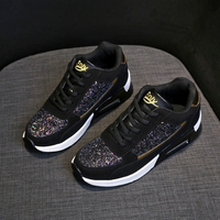 Glitzernde Damen Sneaker mit Keilabsatz und Pailletten-Luzern Mode