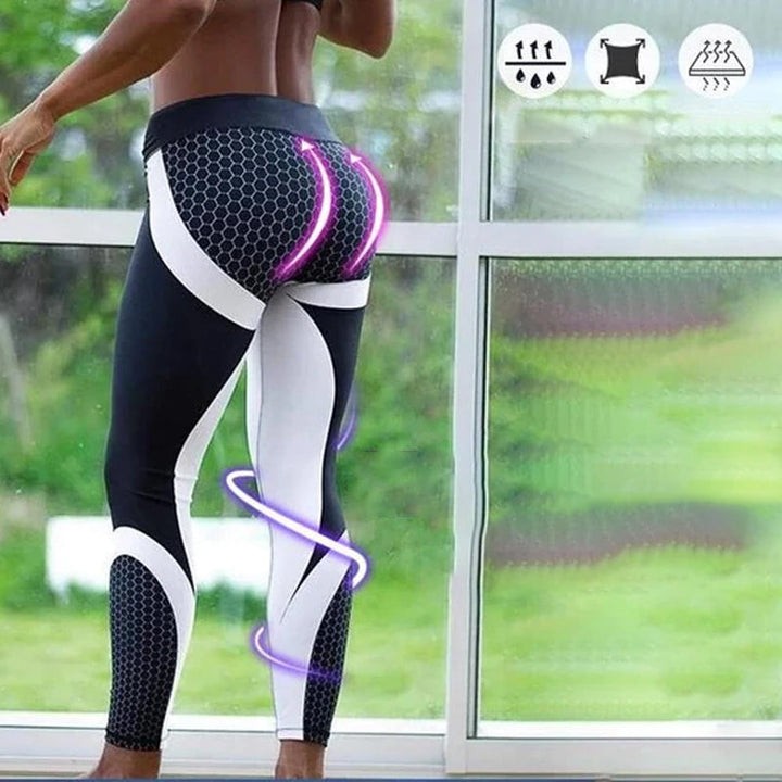 Damen Yoga Leggings | Geometrischem Muster | High Waist | Elastisch-Luzern Mode
