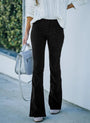 Lange Damenhose | Hohe Taille | Ausgestellt | Bunt | Einfarbig | Stretch-Schwarz-S-Luzern Mode