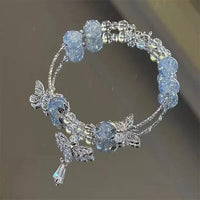 Schmetterlingsarmband | Blumenmotiv Himmelblau Stilvoll Silber Einzigartig Leicht-Luzern Mode