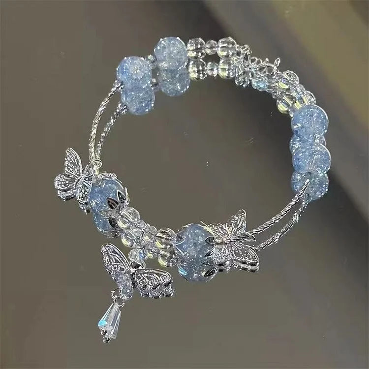 Schmetterlingsarmband | Blumenmotiv Himmelblau Stilvoll Silber Einzigartig Leicht-Luzern Mode
