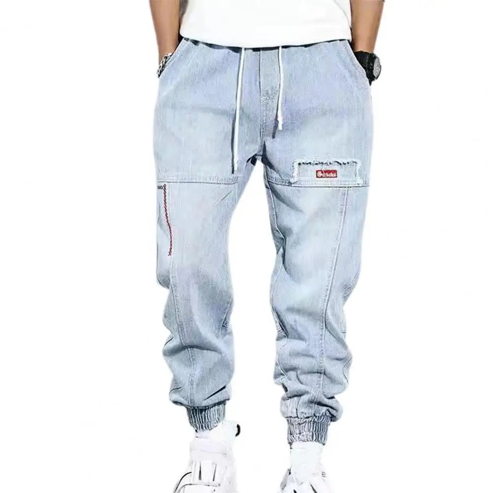 Herren Haremshose Baggy Jeans Streetwear Mode Trend-Hellblau-M-Luzern Mode