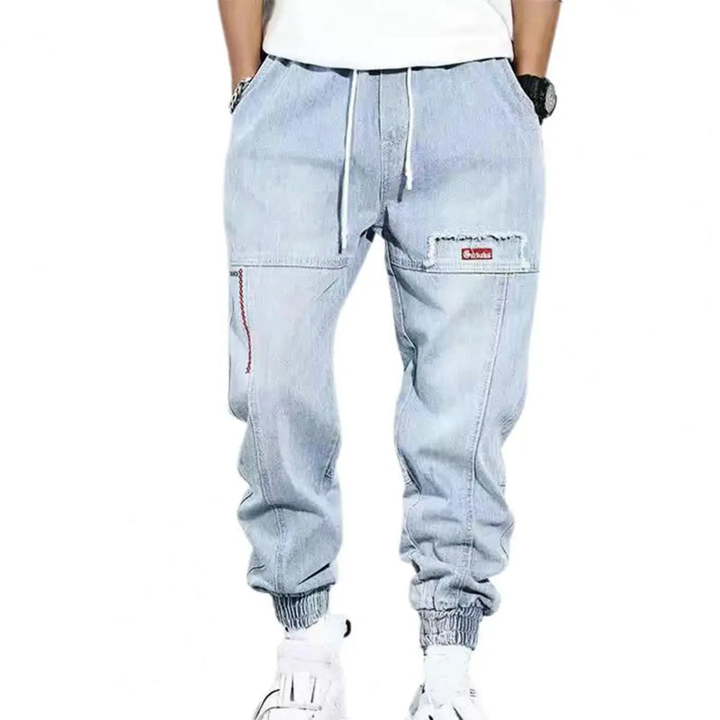 Herren Haremshose Baggy Jeans Streetwear Mode Trend-Hellblau-M-Luzern Mode