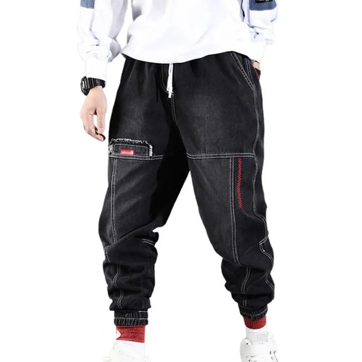 Herren Haremshose Baggy Jeans Streetwear Mode Trend-Schwarz-M-Luzern Mode