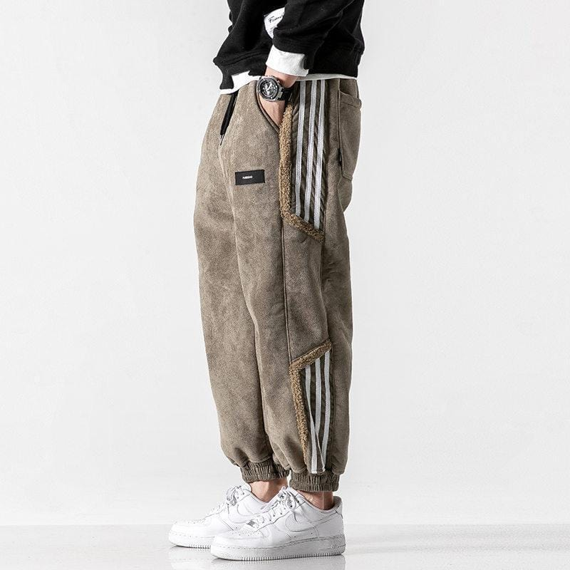 Herren Jogginghose Zweierpack mit Streifen und Taschen-Braun-XS-Luzern Mode
