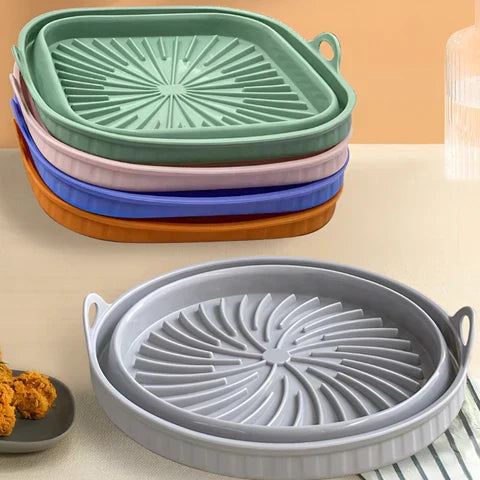 Airfryer Matte | Silikon Hitzebeständig Wiederverwendbar Langlebig Rutschfest-Rund-Grau-Luzern Mode