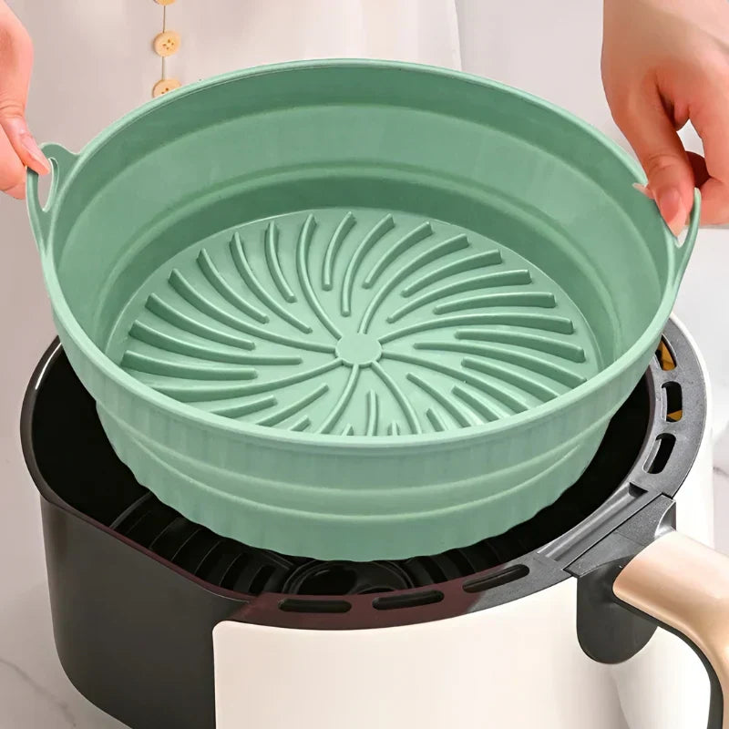 Airfryer Matte | Silikon Hitzebeständig Wiederverwendbar Langlebig Rutschfest-Rund-Grün-Luzern Mode