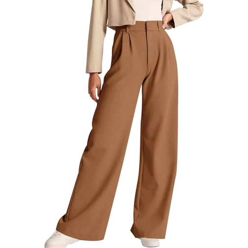 Weite Damenhose mit hohem Bund für eleganten Look-Braun-S Kort-Luzern Mode