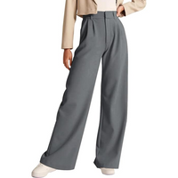 Weite Damenhose mit hohem Bund für eleganten Look-Dunkelgrau-S Kort-Luzern Mode