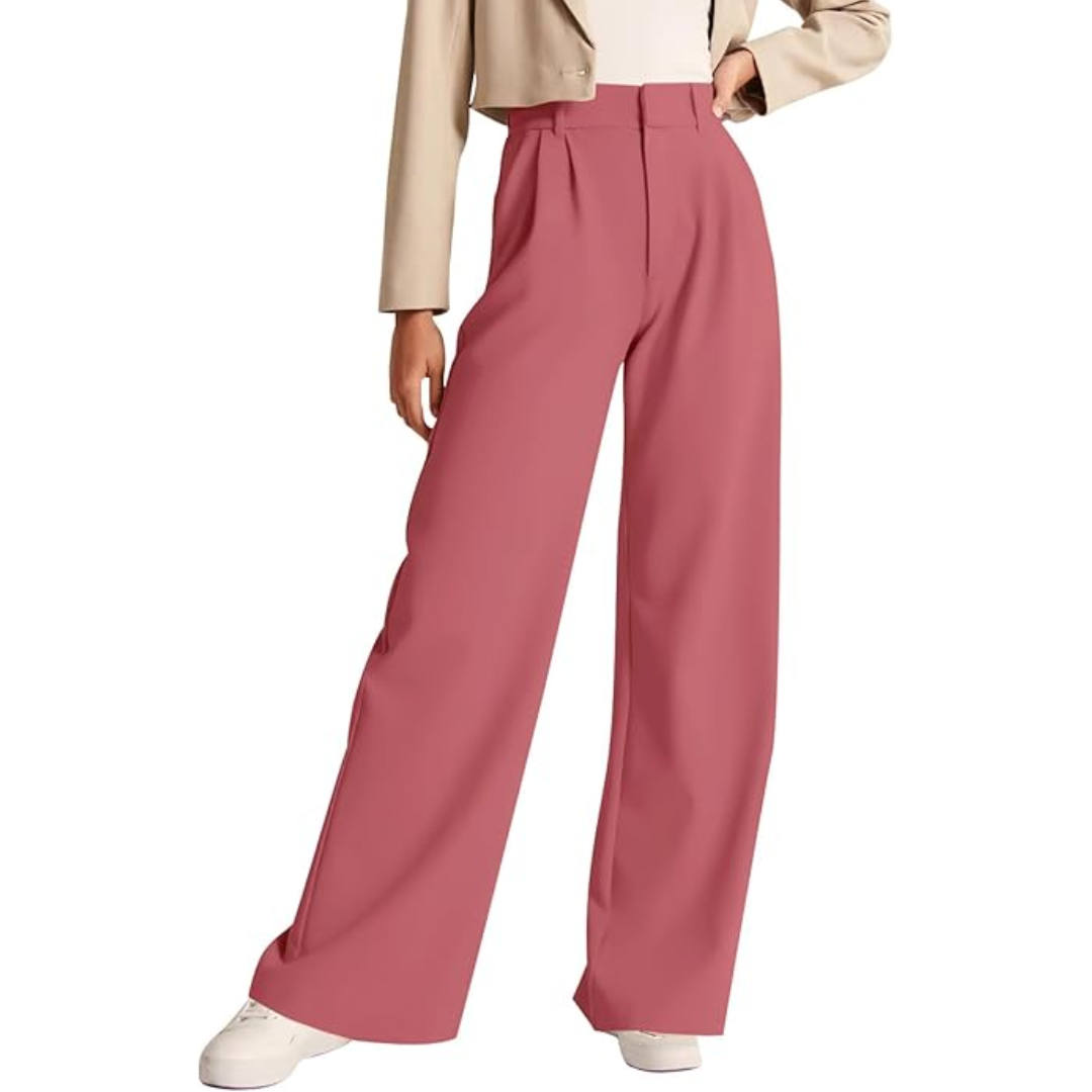 Weite Damenhose mit hohem Bund für eleganten Look-Rosa-S Kort-Luzern Mode