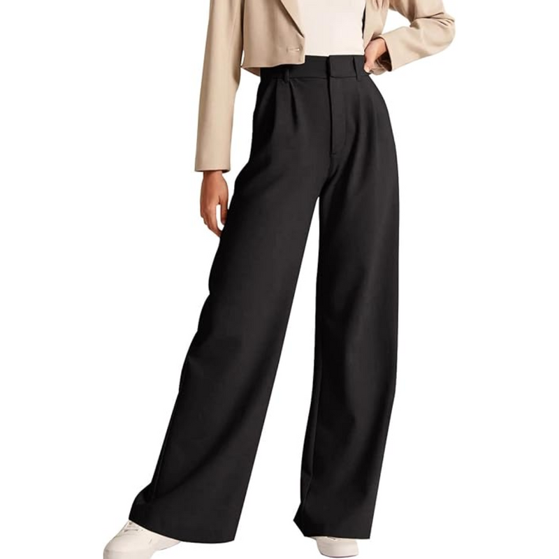 Weite Damenhose mit hohem Bund für eleganten Look-Schwarz-S Kort-Luzern Mode