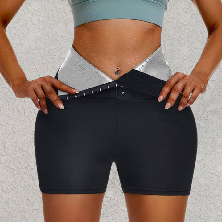 Damen Sauna Sweat Shorts - Hohe Taille, Figurformend-Luzern Mode
