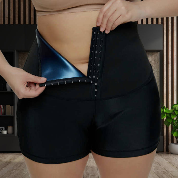 Damen Sauna Sweat Shorts - Hohe Taille, Figurformend-Luzern Mode
