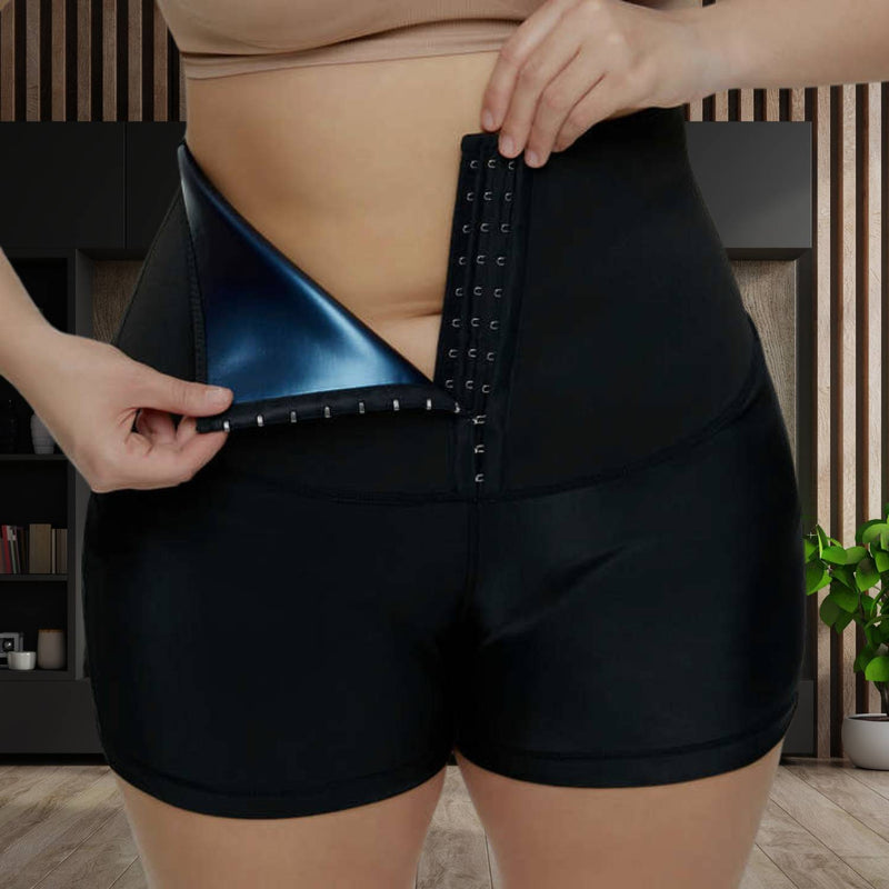 Damen Sauna Sweat Shorts - Hohe Taille, Figurformend-Luzern Mode