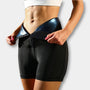 Damen Sauna Sweat Shorts - Hohe Taille, Figurformend-Schwarz/Blau-S-Luzern Mode