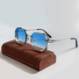 UV400 Sonnenbrille Herren | Edler Stahlrahmen Sommer | Stilvolles Accessoire-Blau-Luzern Mode