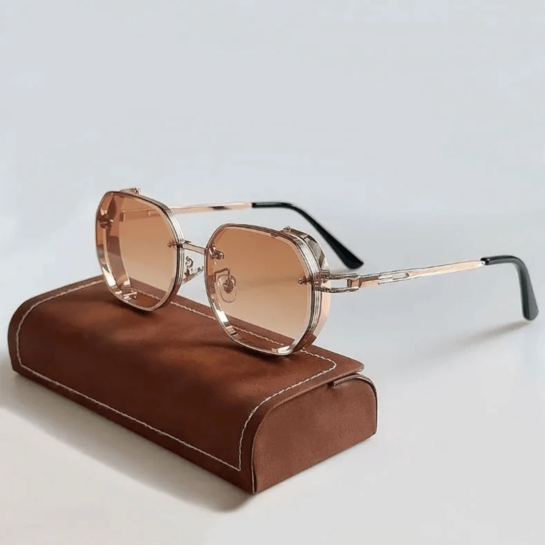 UV400 Sonnenbrille Herren | Edler Stahlrahmen Sommer | Stilvolles Accessoire-Braun-Luzern Mode