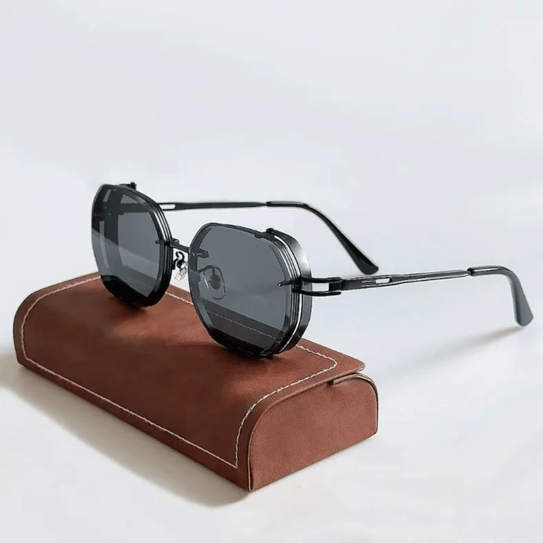 UV400 Sonnenbrille Herren | Edler Stahlrahmen Sommer | Stilvolles Accessoire-Schwarz-Luzern Mode