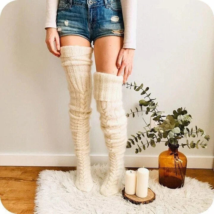 Damen Strick Overknee Socken - Warme Winter Kniestrümpfe-Luzern Mode