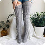 Damen Strick Overknee Socken - Warme Winter Kniestrümpfe-Grau-Luzern Mode
