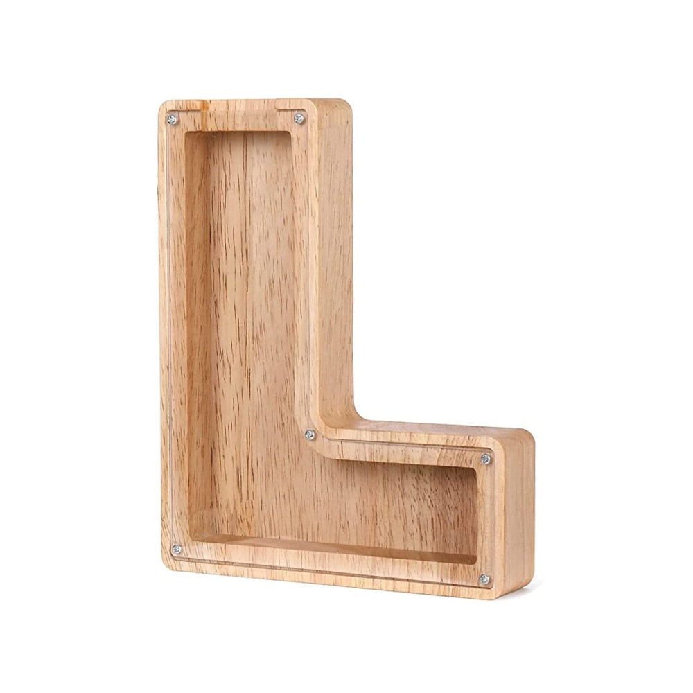 Buchstaben Sparschwein | Holz Nachhaltig Stilvoll Persönlich Geschenk Sichtbar-L-Luzern Mode