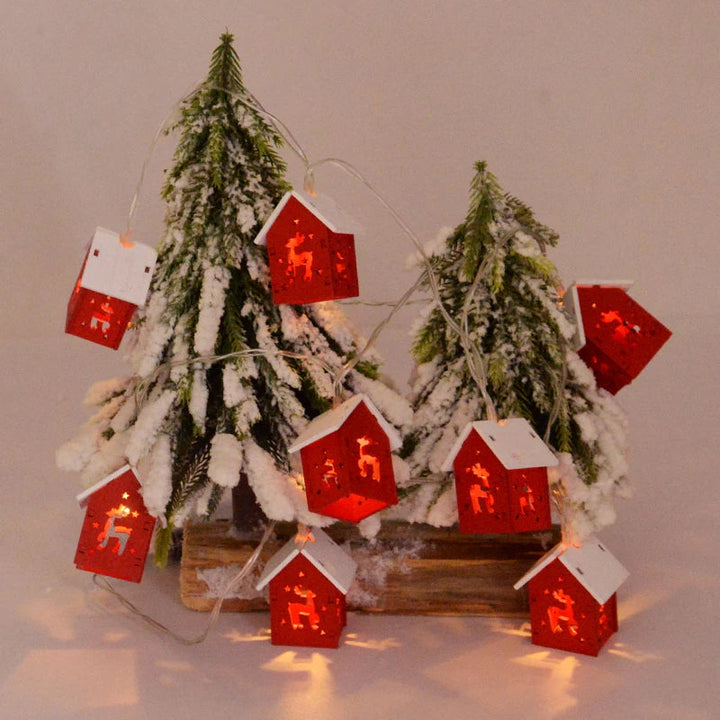 Weihnachtslichter | Häuser LED Slinger Batteriebetrieben Stilvoll Stimmungsvolll Weihnachten-Rot-Luzern Mode