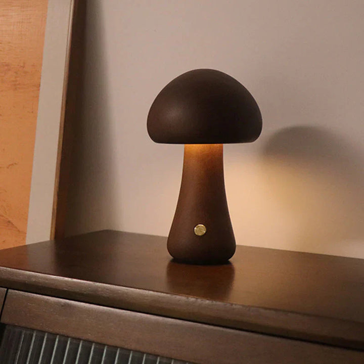 Pilz Nachtlicht | LED Nachhaltig Wiederaufladbar Holz Vielseitig-Luzern Mode