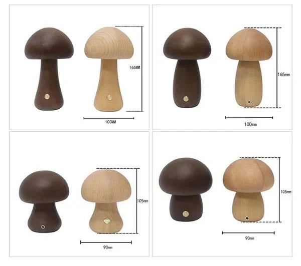 Pilz Nachtlicht | LED Nachhaltig Wiederaufladbar Holz Vielseitig-Luzern Mode