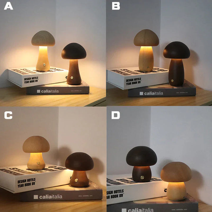 Pilz Nachtlicht | LED Nachhaltig Wiederaufladbar Holz Vielseitig-Luzern Mode