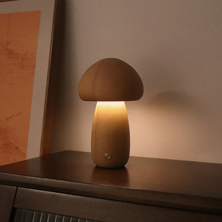 Pilz Nachtlicht | LED Nachhaltig Wiederaufladbar Holz Vielseitig-Luzern Mode