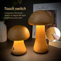 Pilz Nachtlicht | LED Nachhaltig Wiederaufladbar Holz Vielseitig-Luzern Mode
